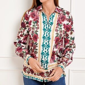 Talbots Multicolor Floral Blouse Sz XLP